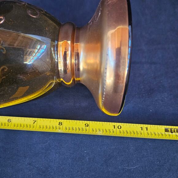 Egermann Gold Bohemian Glass Vase with Enamel Hand Painting Czech 10" - Picture 9 of 10